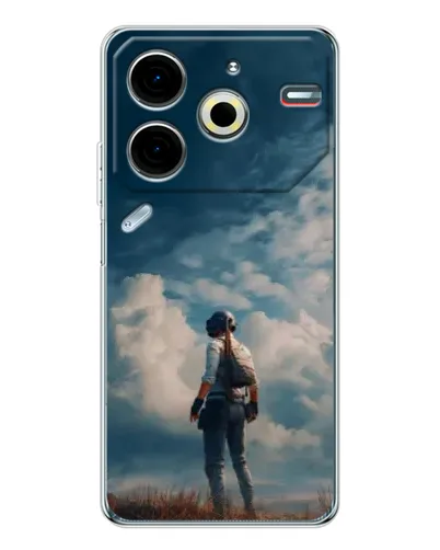 Чехол для TECNO Pova 7 Pro с картинкой «Герой PUBG на скале»