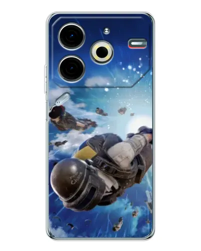 Чехол для TECNO Pova 7 Pro с картинкой «Десант PUBG — прыжок»