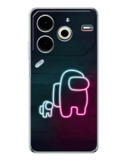 Чехол для TECNO Pova 7 Pro с картинкой «Among Us неон-арт»