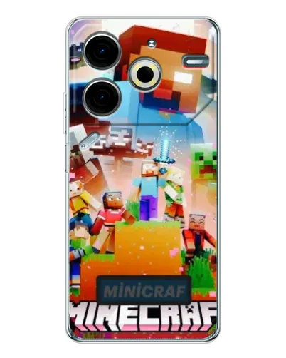Чехол для TECNO Pova 7 Pro с картинкой «Minecraft герои игры» Чехол для TECNO Pova 7 Pro с картинкой «Minecraft герои игры»