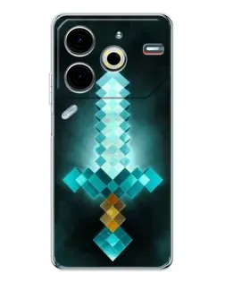 Чехол для TECNO Pova 7 Pro с картинкой «Алмазный меч неон»