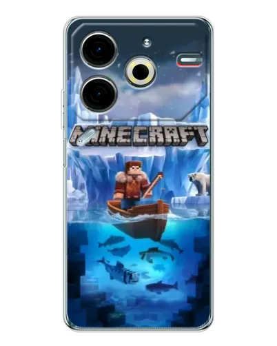 Чехол для TECNO Pova 7 Pro с картинкой «Minecraft ледяной мир» Чехол для TECNO Pova 7 Pro с картинкой «Minecraft ледяной мир»