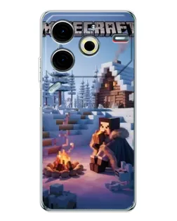 Чехол для TECNO Pova 7 Pro с картинкой «Зимний Minecraft»