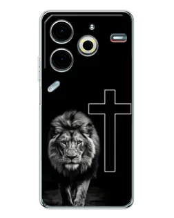 Чехол для TECNO Pova 7 Pro с картинкой «Лев и Крест»