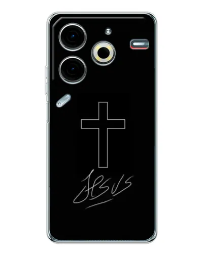 Чехол для TECNO Pova 7 Pro с картинкой «Графический крест Jesus» Чехол для TECNO Pova 7 Pro с картинкой «Графический крест Jesus»