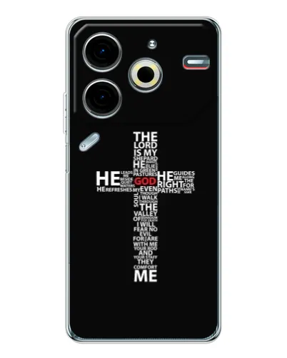 Чехол для TECNO Pova 7 Pro с картинкой «Текстовый крест» Чехол для TECNO Pova 7 Pro с картинкой «Текстовый крест»