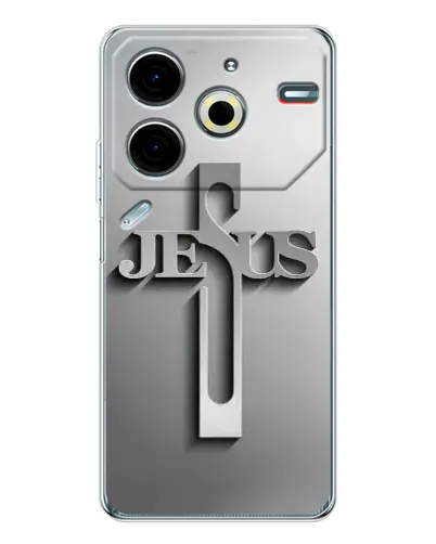 Чехол для TECNO Pova 7 Pro с картинкой «Металлический крест Jesus» Чехол для TECNO Pova 7 Pro с картинкой «Металлический крест Jesus»