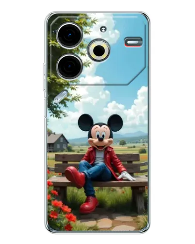 Чехол для TECNO Pova 7 Pro с картинкой «Микки на скамейке» Чехол для TECNO Pova 7 Pro с картинкой «Микки на скамейке»