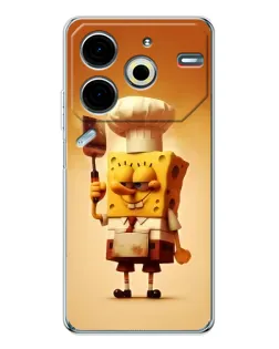 Чехол для TECNO Pova 7 Pro с картинкой «Губка Боб повар»