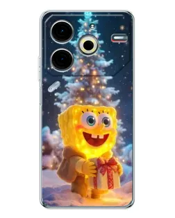 Чехол для TECNO Pova 7 Pro с картинкой «Рождественский Спанч Боб»