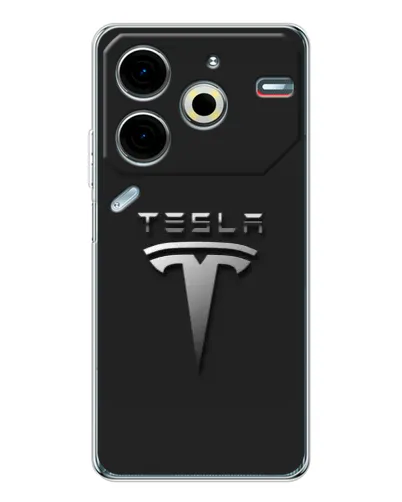 Чехол для TECNO Pova 7 Pro с картинкой «Стальной логотип Tesla» Чехол для TECNO Pova 7 Pro с картинкой «Стальной логотип Tesla»