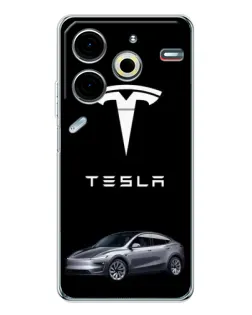 Чехол для TECNO Pova 7 Pro с картинкой «Tesla Model Y»