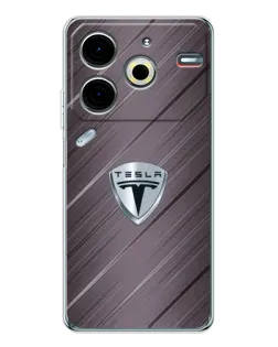 Чехол для TECNO Pova 7 Pro с картинкой «Металлическая текстура Tesla»