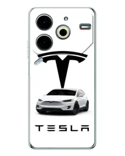 Чехол для TECNO Pova 7 Pro с картинкой «Tesla White Style»