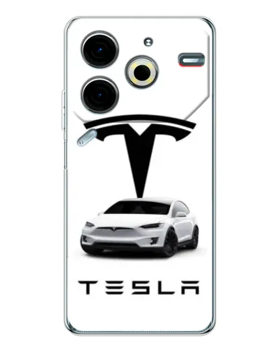 Чехол для TECNO Pova 7 Pro с картинкой «Tesla White Style» Чехол для TECNO Pova 7 Pro с картинкой «Tesla White Style»