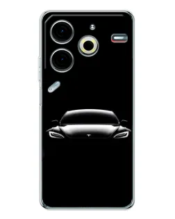 Чехол для TECNO Pova 7 Pro с картинкой «Фары Tesla Night»