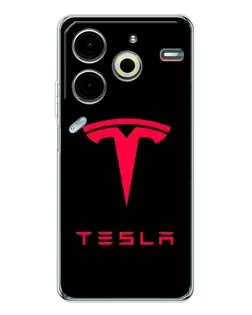 Чехол для TECNO Pova 7 Pro с картинкой «Tesla Red Logo»