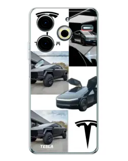 Чехол для TECNO Pova 7 Pro с картинкой «Коллаж Cybertruck Tesla»
