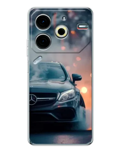 Чехол для TECNO Pova 7 Pro с картинкой «Mercedes — ночной город» Чехол для TECNO Pova 7 Pro с картинкой «Mercedes — ночной город»
