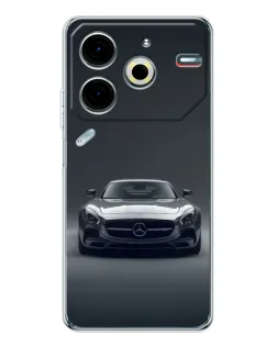 Чехол для TECNO Pova 7 Pro с картинкой «Mercedes на черном»