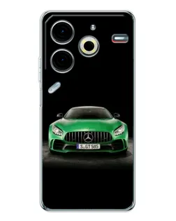 Чехол для TECNO Pova 7 Pro с картинкой «Mercedes — неоновый лого»