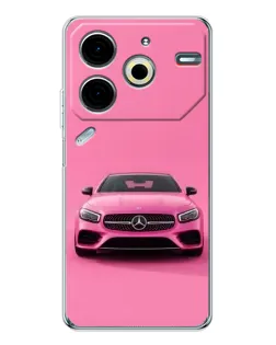 Чехол для TECNO Pova 7 Pro с картинкой «Розовый Mercedes AMG»