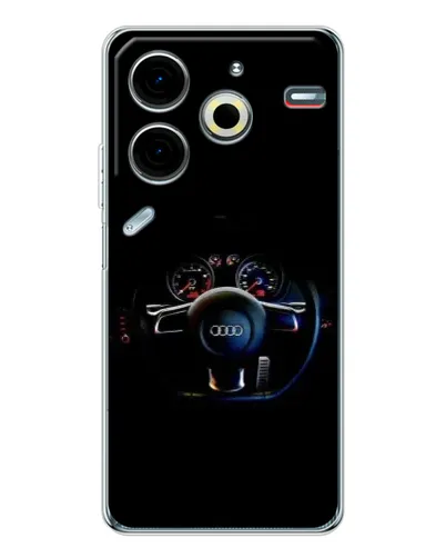 Чехол для TECNO Pova 7 Pro с картинкой «Салон Audi — руль» Чехол для TECNO Pova 7 Pro с картинкой «Салон Audi — руль»