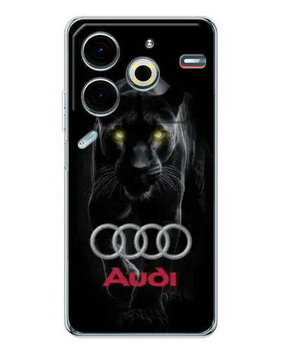 Чехол для TECNO Pova 7 Pro с картинкой «Пантера и Audi» Чехол для TECNO Pova 7 Pro с картинкой «Пантера и Audi»