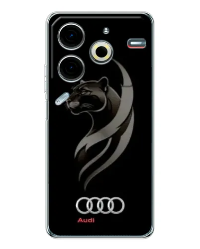 Чехол для TECNO Pova 7 Pro с картинкой «Графика — пантера и Audi» Чехол для TECNO Pova 7 Pro с картинкой «Графика — пантера и Audi»