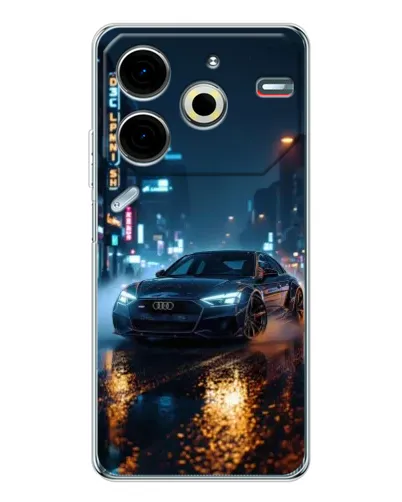 Чехол для TECNO Pova 7 Pro с картинкой «Ночной город и Audi» Чехол для TECNO Pova 7 Pro с картинкой «Ночной город и Audi»