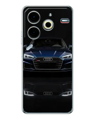 Чехол для TECNO Pova 7 Pro с картинкой «Audi — ночное отражение» Чехол для TECNO Pova 7 Pro с картинкой «Audi — ночное отражение»