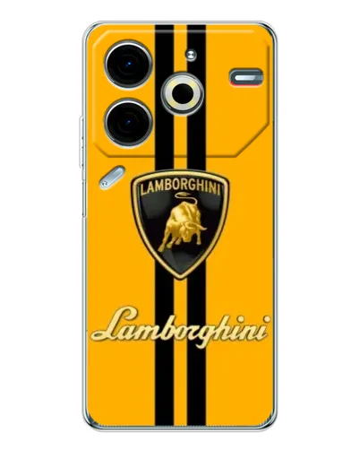 Чехол для TECNO Pova 7 Pro с картинкой «Lamborghini Stripe желтый»