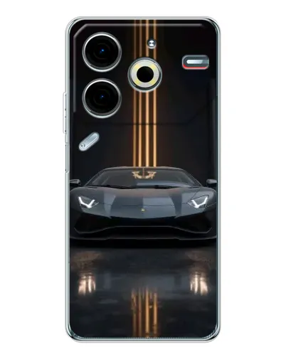 Чехол для TECNO Pova 7 Pro с картинкой «Lamborghini золотые линии»