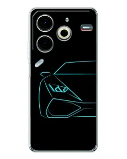 Чехол для TECNO Pova 7 Pro с картинкой «Голубой силуэт Lamborghini» Чехол для TECNO Pova 7 Pro с картинкой «Голубой силуэт Lamborghini»