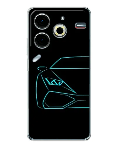 Чехол для TECNO Pova 7 Pro с картинкой «Голубой силуэт Lamborghini»
