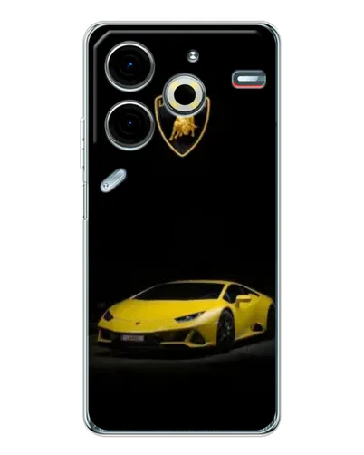 Чехол для TECNO Pova 7 Pro с картинкой «Lamborghini желтый акцент»