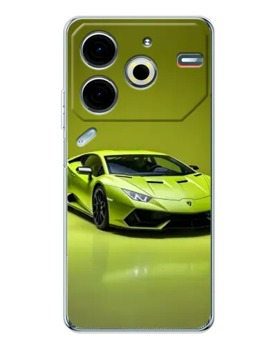 Чехол для TECNO Pova 7 Pro с картинкой «Салатовый Lamborghini Huracan»