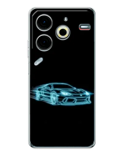 Чехол для TECNO Pova 7 Pro с картинкой «Неоновый контур Lamborghini»