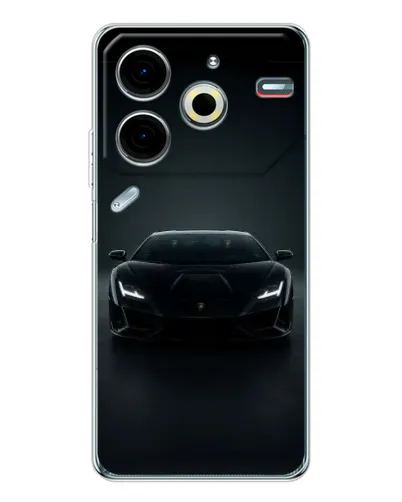 Чехол для TECNO Pova 7 Pro с картинкой «Черный Lamborghini Aventador»