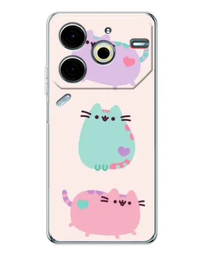 Чехол для TECNO Pova 7 Pro с картинкой «Pusheen трио»