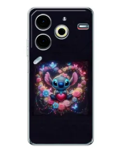 Чехол для TECNO Pova 7 Pro с картинкой «Stitch в цветах»