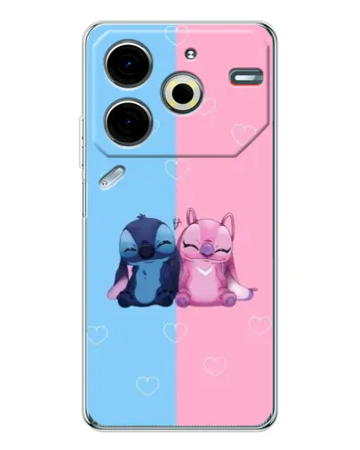 Чехол для TECNO Pova 7 Pro с картинкой «Stitch и Angel Love»