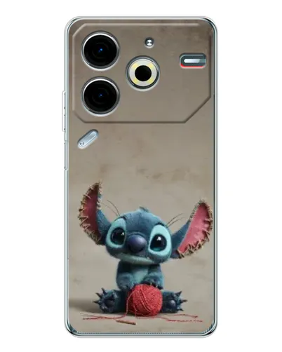 Чехол для TECNO Pova 7 Pro с картинкой «Стич на коричневом фоне»