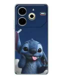 Чехол для TECNO Pova 7 Pro с картинкой «Стич в облаках»