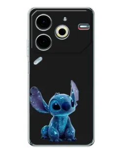 Чехол для TECNO Pova 7 Pro с картинкой «Стич на черном»