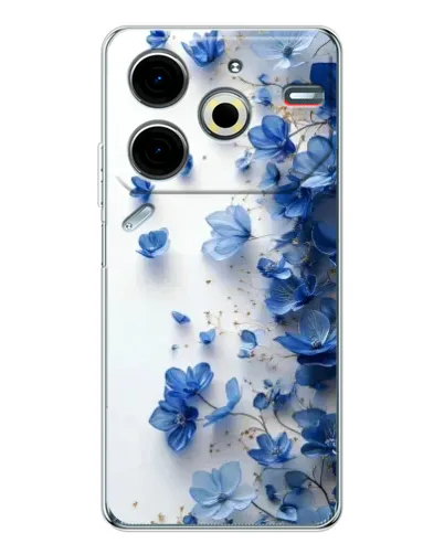 Чехол для TECNO Pova 7 Pro с картинкой «Голубой цветочный каскад»