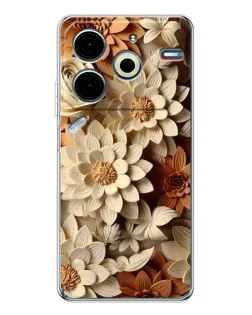 Чохол для TECNO Pova 7 Pro з картинкою «Бежевий флористичний декор» Чохол для TECNO Pova 7 Pro з картинкою «Бежевий флористичний декор»