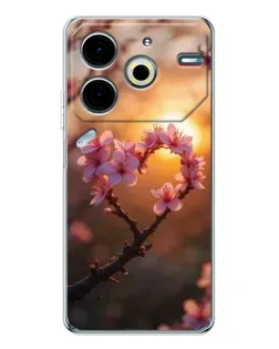 Чохол для TECNO Pova 7 Pro з картинкою «Рожевий цвіт сердечко на тлі заходу» Чохол для TECNO Pova 7 Pro з картинкою «Рожевий цвіт сердечко на тлі заходу»