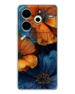 Чохол для TECNO Pova 7 Pro з картинкою «Яскрава синьо-помаранчева флора» Чохол для TECNO Pova 7 Pro з картинкою «Яскрава синьо-помаранчева флора»