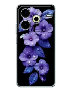 Чохол для TECNO Pova 7 Pro з картинкою «Фіолетові квіти з росою» Чохол для TECNO Pova 7 Pro з картинкою «Фіолетові квіти з росою»